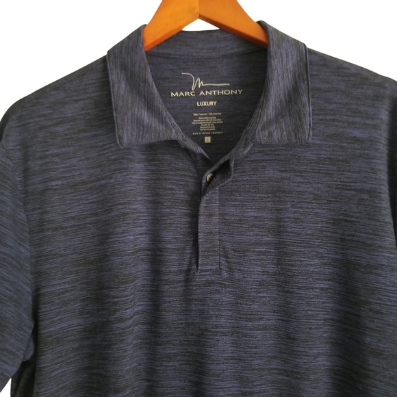 Marc Anthony LUXORY Mens Golf Polo Shirt L Blue Cotton Short Sleeve Men's Large - Picture 2 of 3
